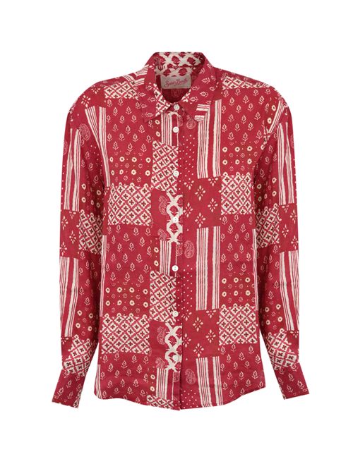 Camicia Meredith in lino con stampa bandana Mc2 Saint Barth | MEREDITH03147H LINEN PATCH INDIGO